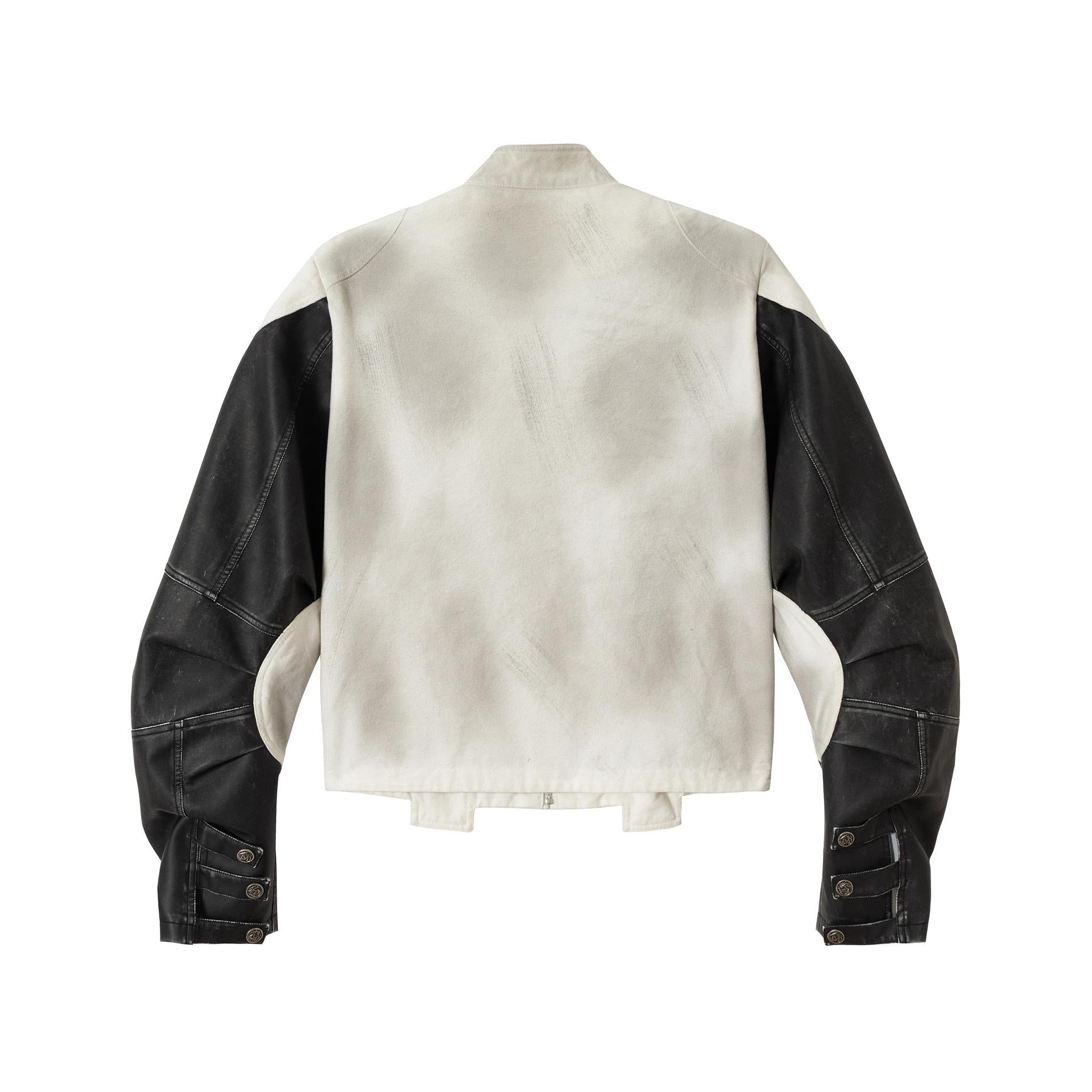 Skeleton digital printed leather Jacket