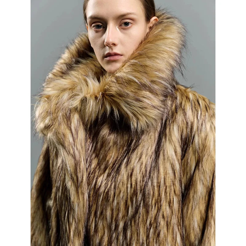 Fur coat raccoon long coat