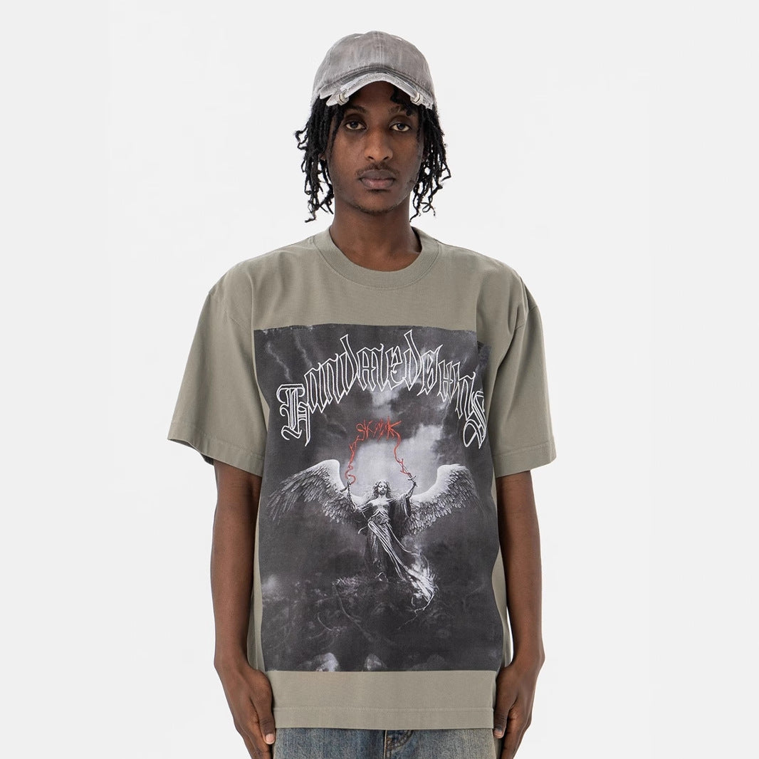 Angel Letter Print Crew Neck T-Shirt