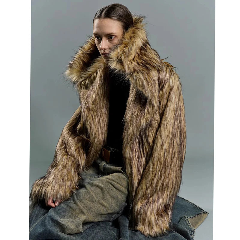 Fur coat raccoon long coat