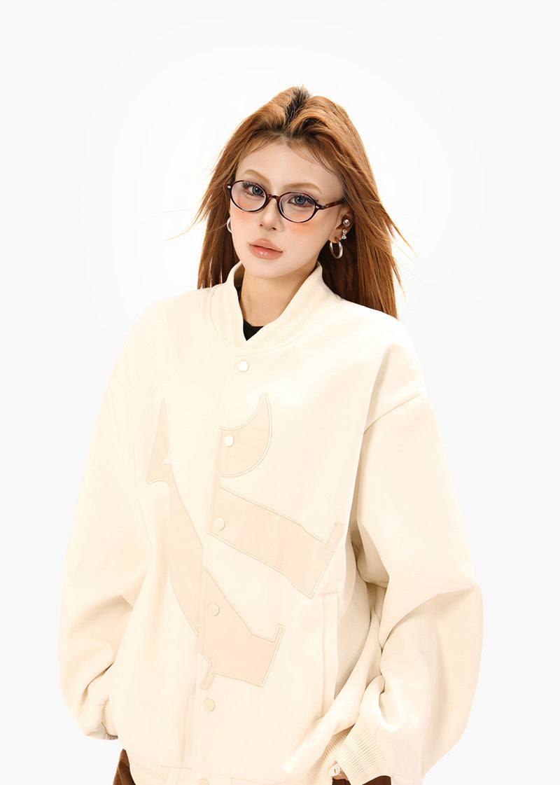 Leather Embroidered Splicing Jacket Coat