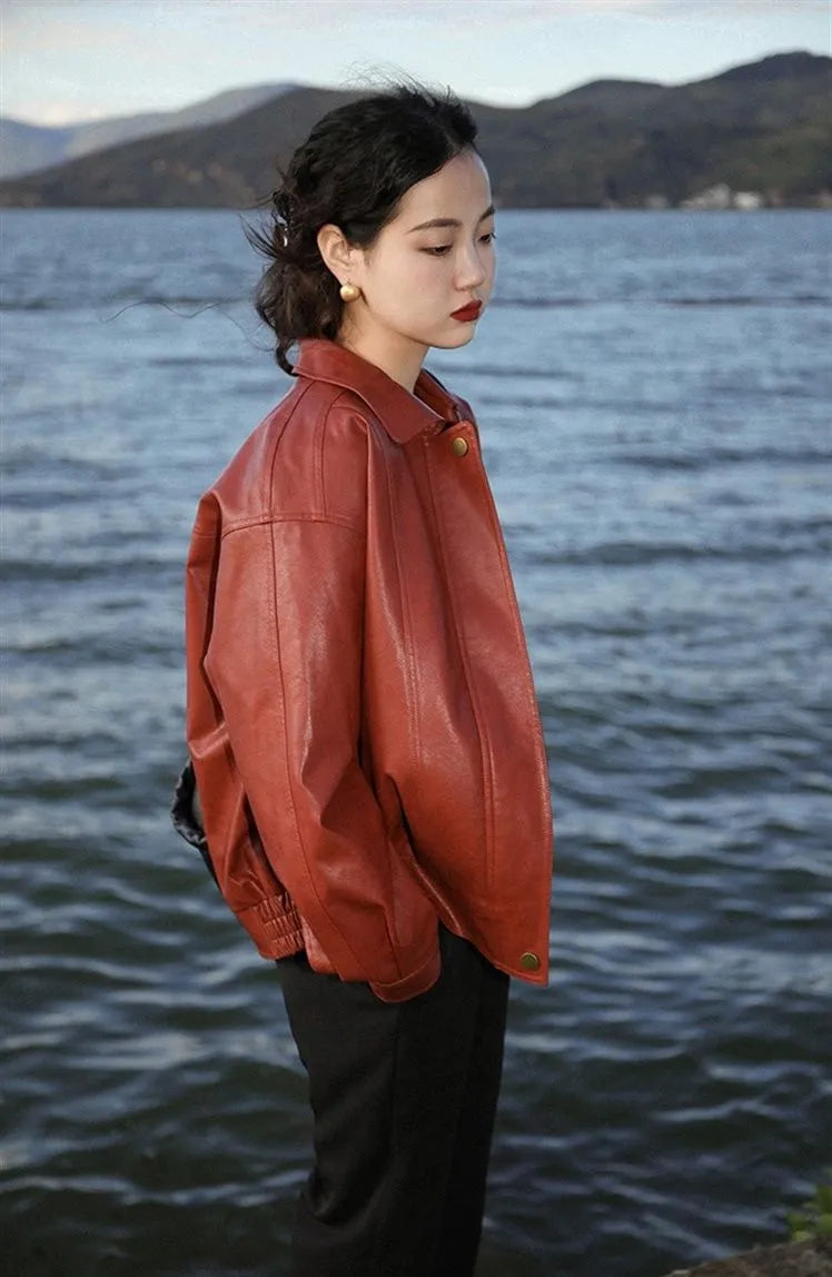 Punk Vintage Red Leather