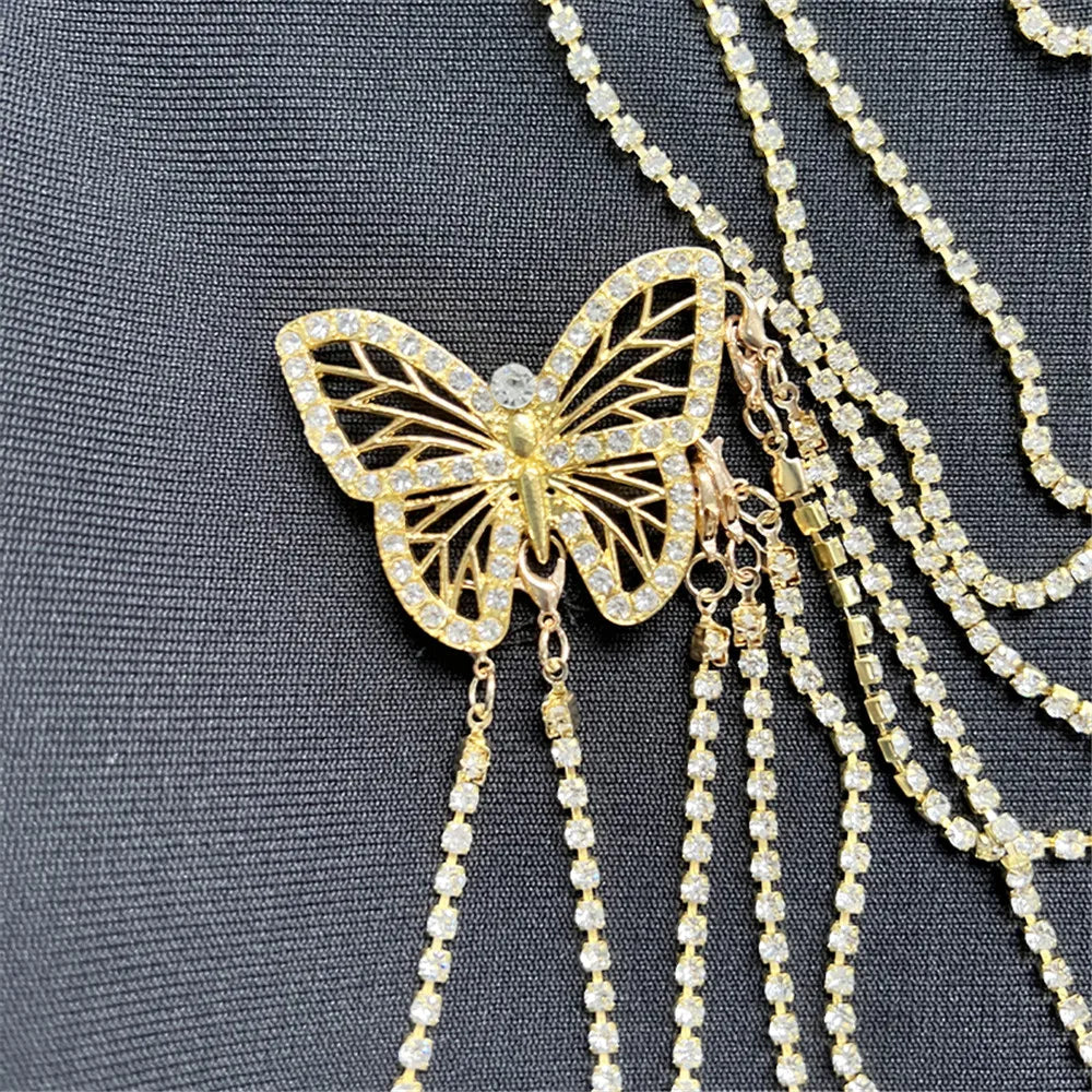 Elegant Butterfly Beaded Dress
