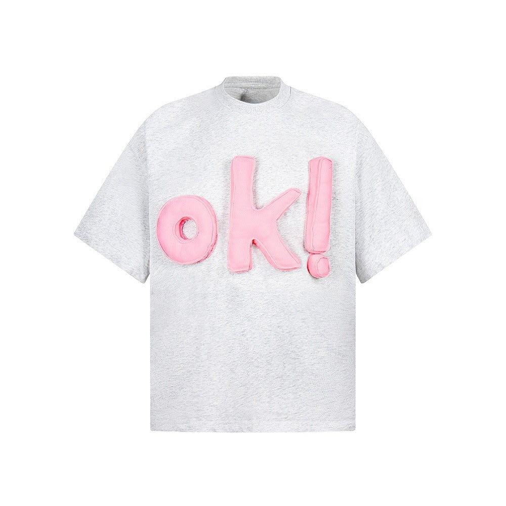Retro three-dimensional letter T-shirt