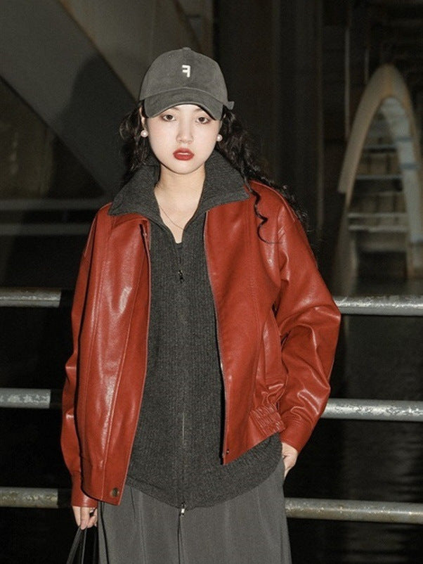 Punk Vintage Red Leather