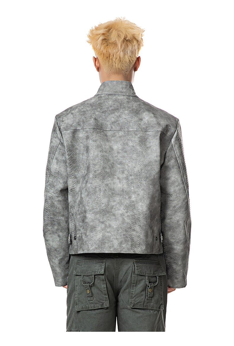 High-Grade Snake Pattern Tailored Leather Jacket