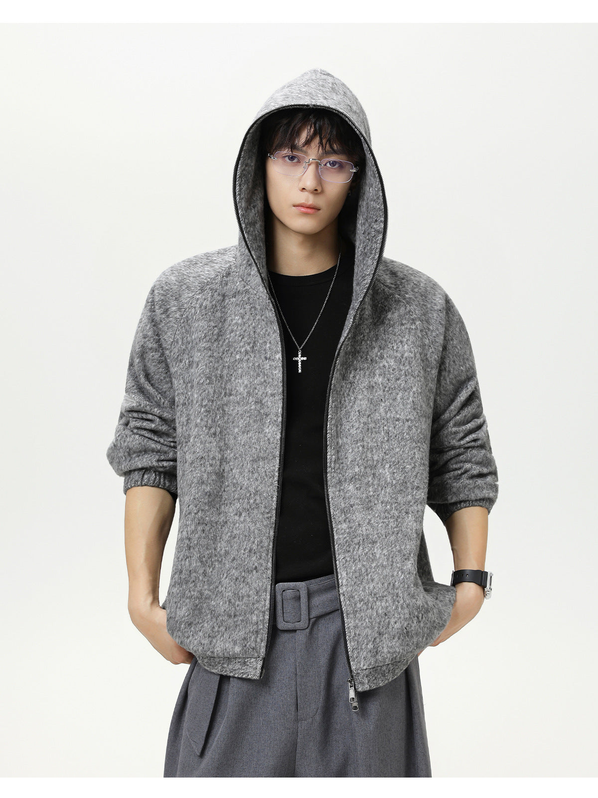 Hooded thick cardigan sweatshirt Jacket