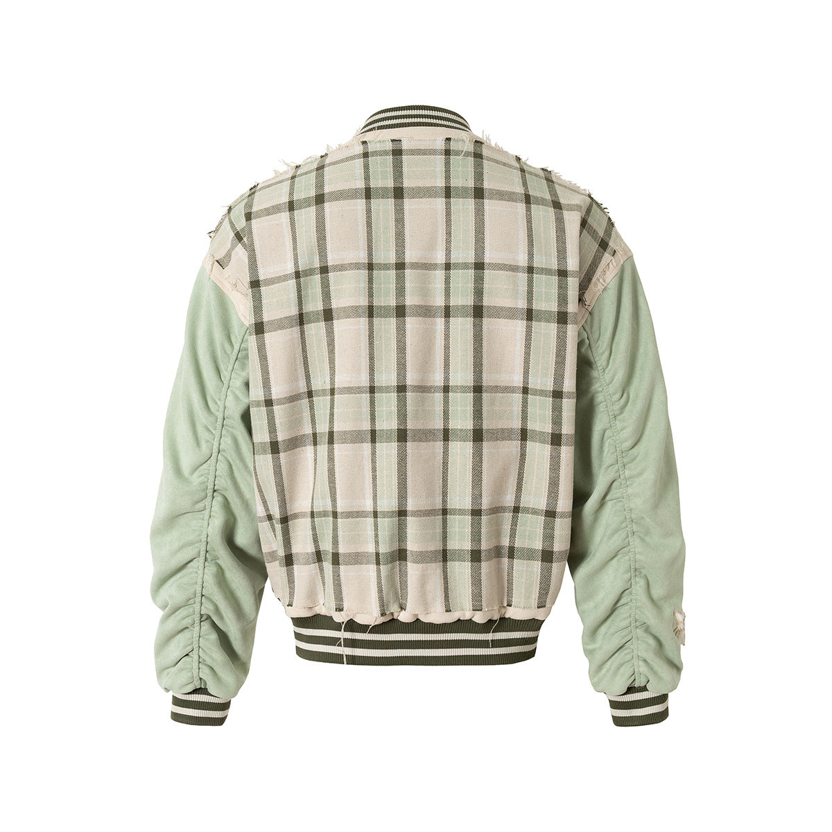Embroidered jacket plaid baseball jacket