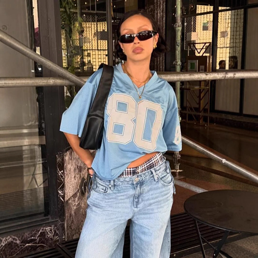V-Neck Loose Sports T-Shirt