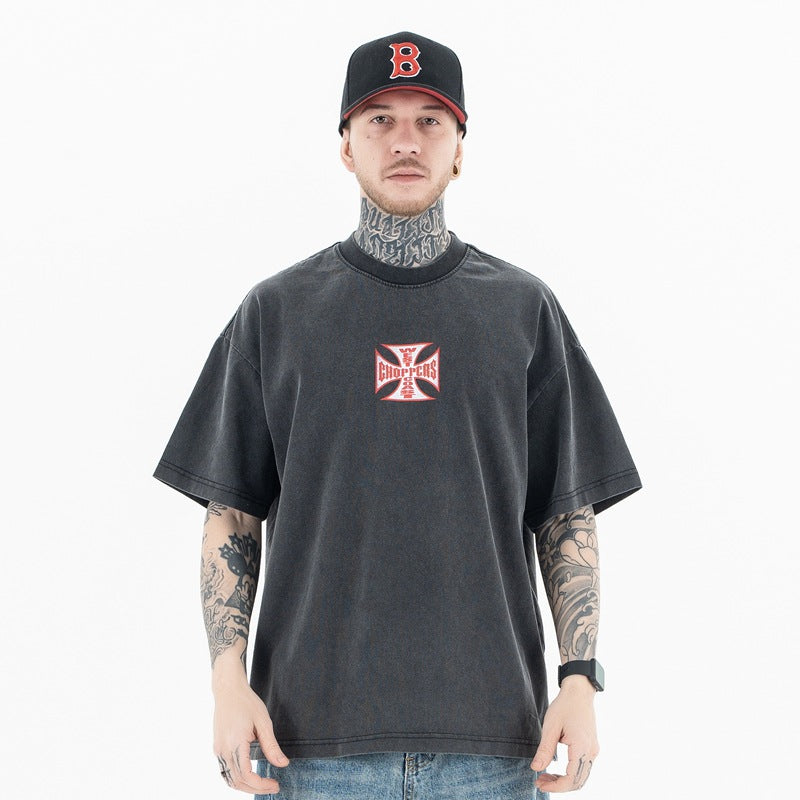 Faded flame letter t-shirt