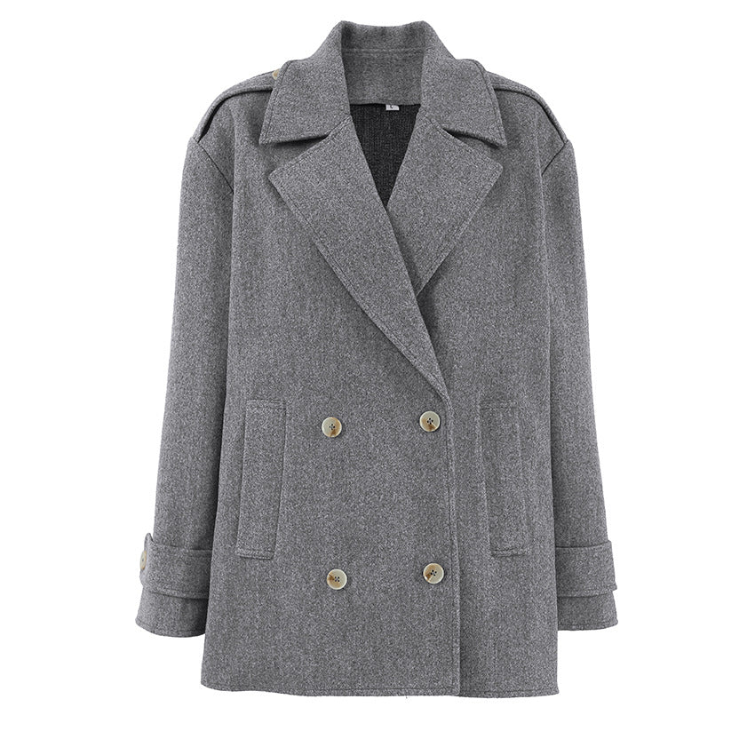 Gray Wool Blazer Coat