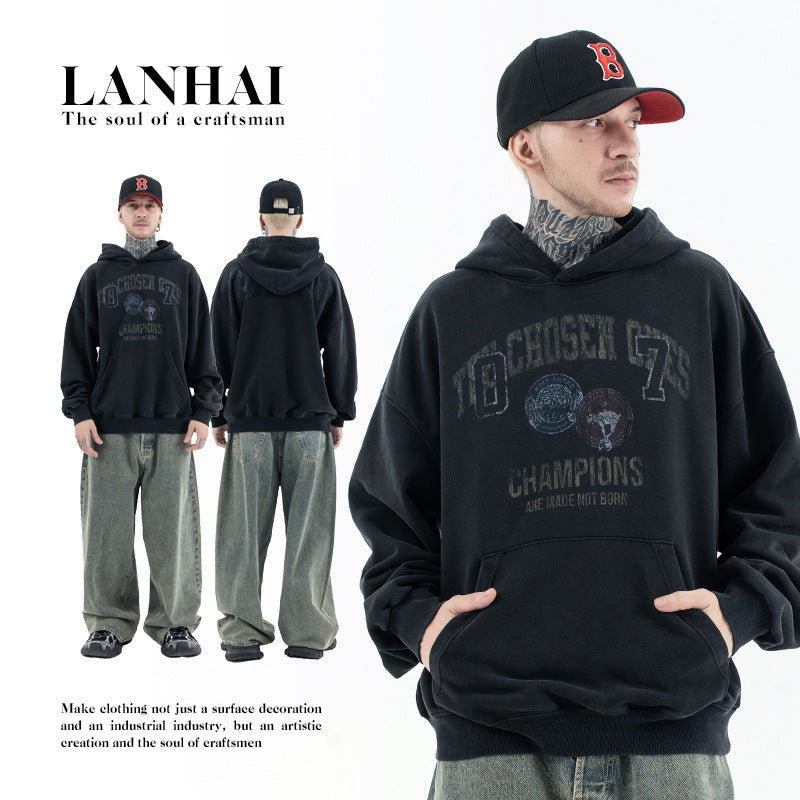Faded Logo Hooded Sweatshirt Loose Fit