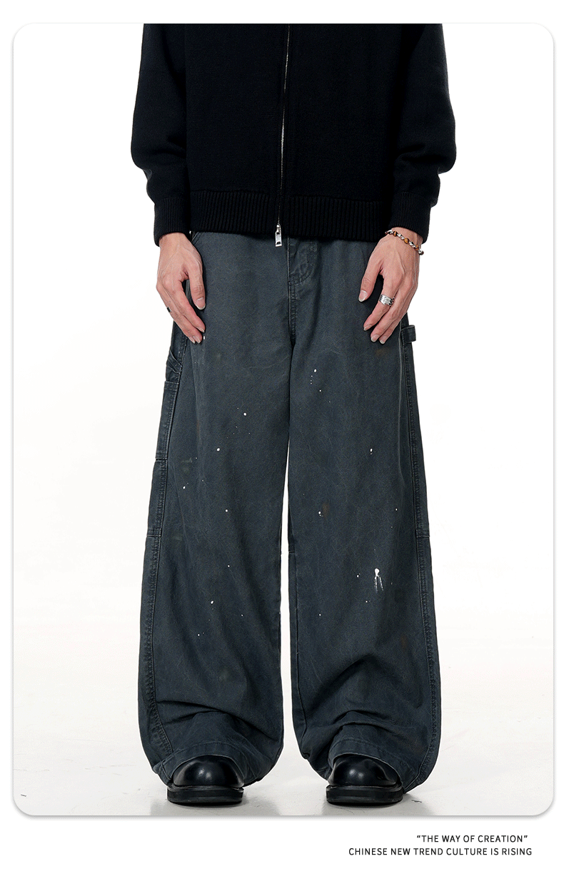 Paint Vintage Work Casual Wide Leg Trousers