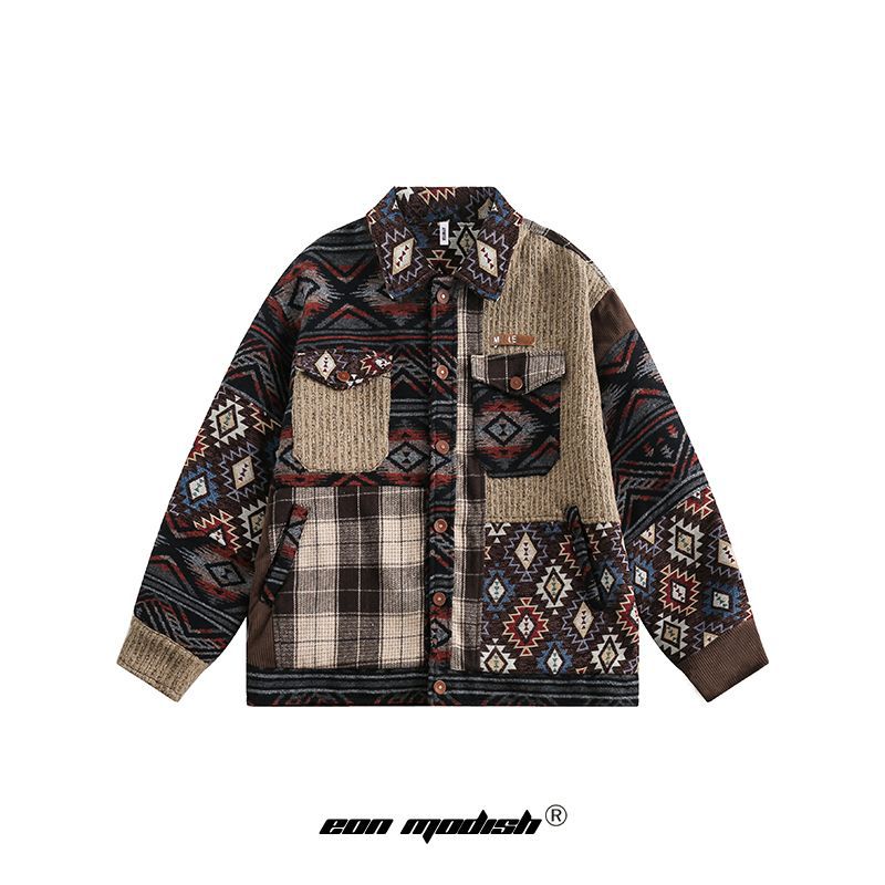 Street style ethnic spliced jacket