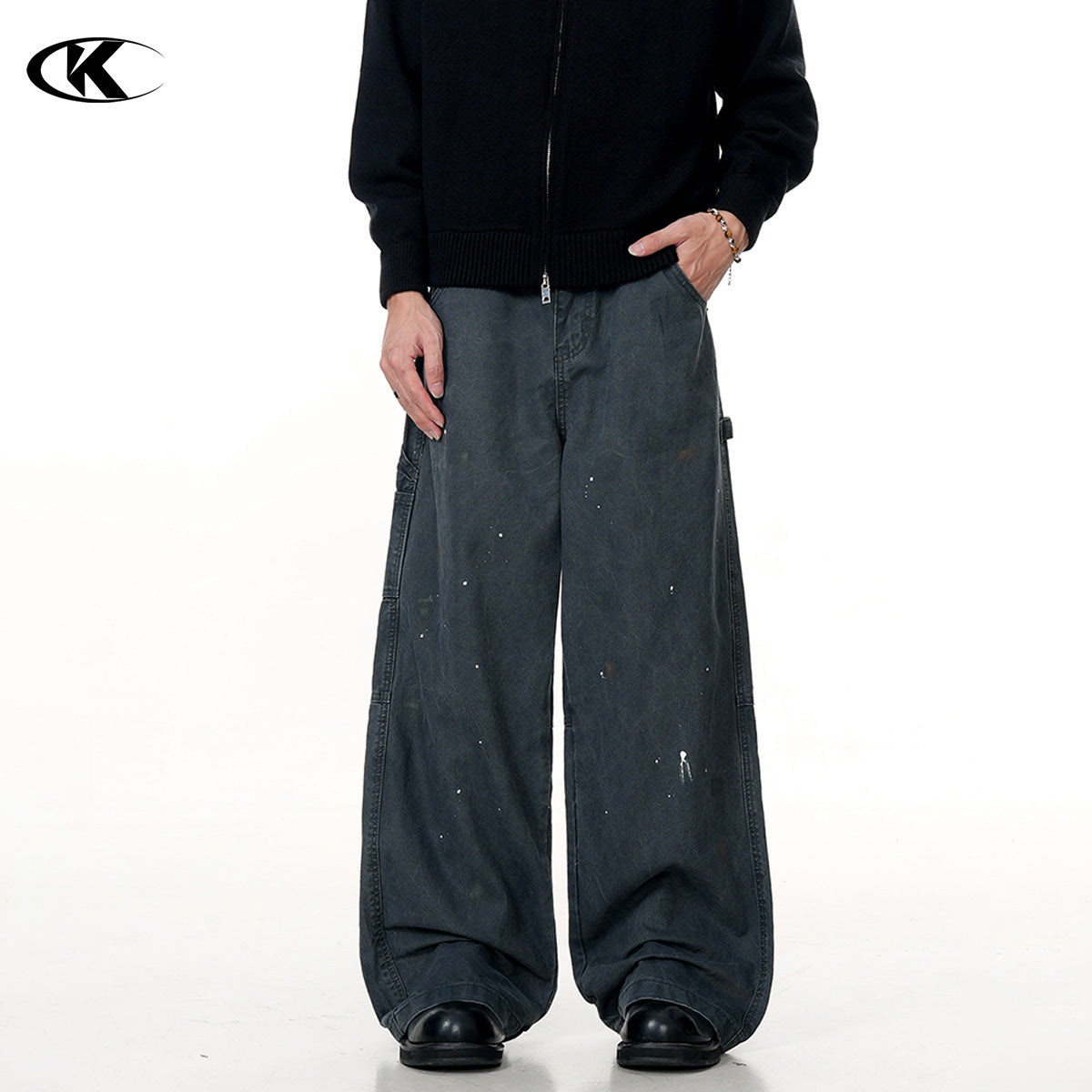 Paint Vintage Work Casual Wide Leg Trousers