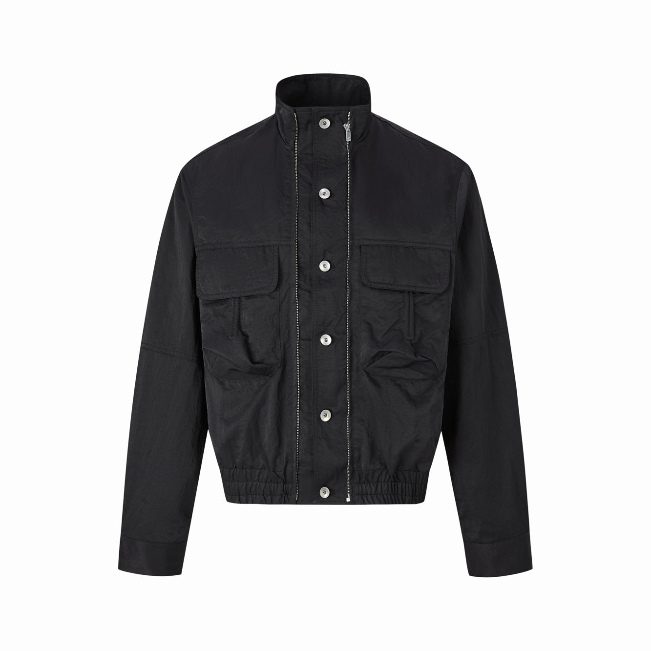 Wide Boxed Nylon Stand Collar Jacket