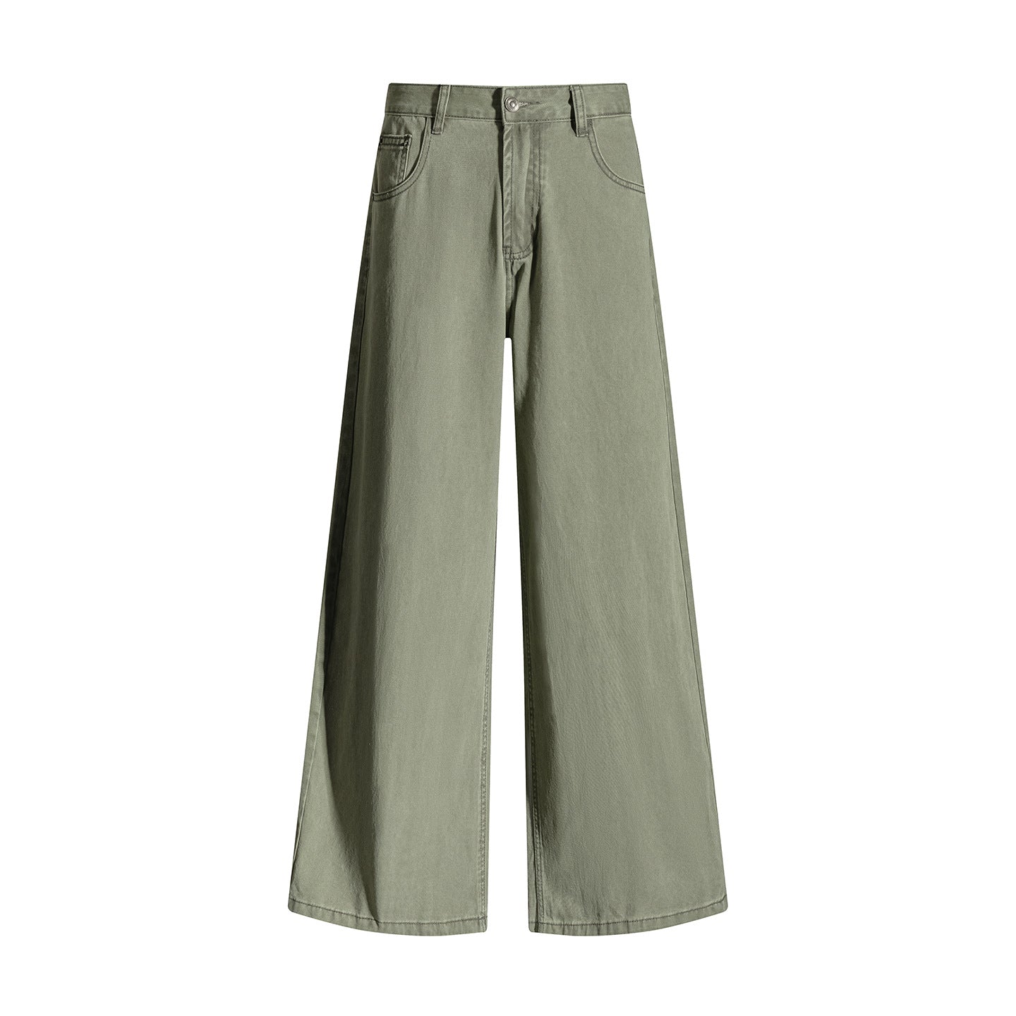 Khaki wide-leg jeans