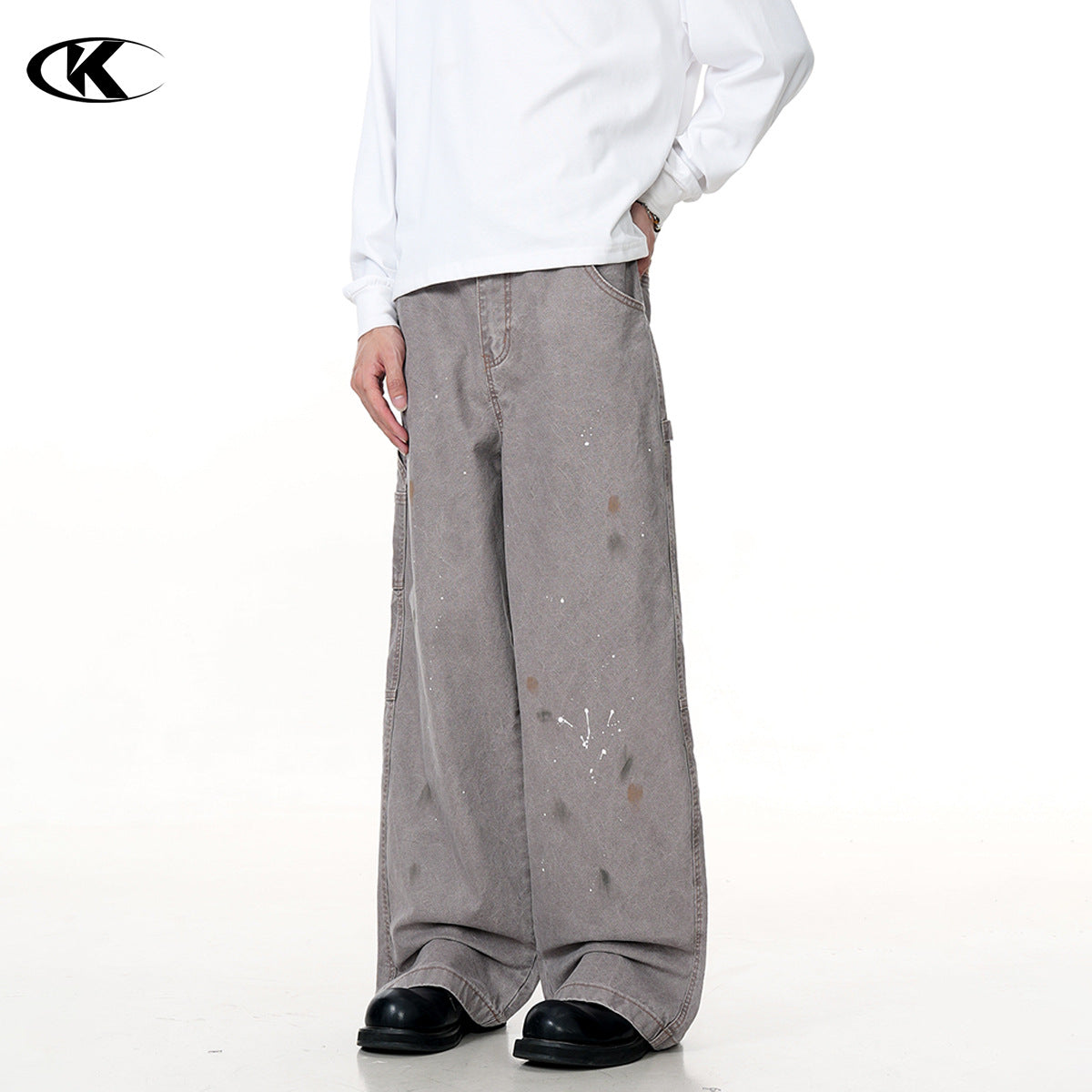 Paint Vintage Work Casual Wide Leg Trousers