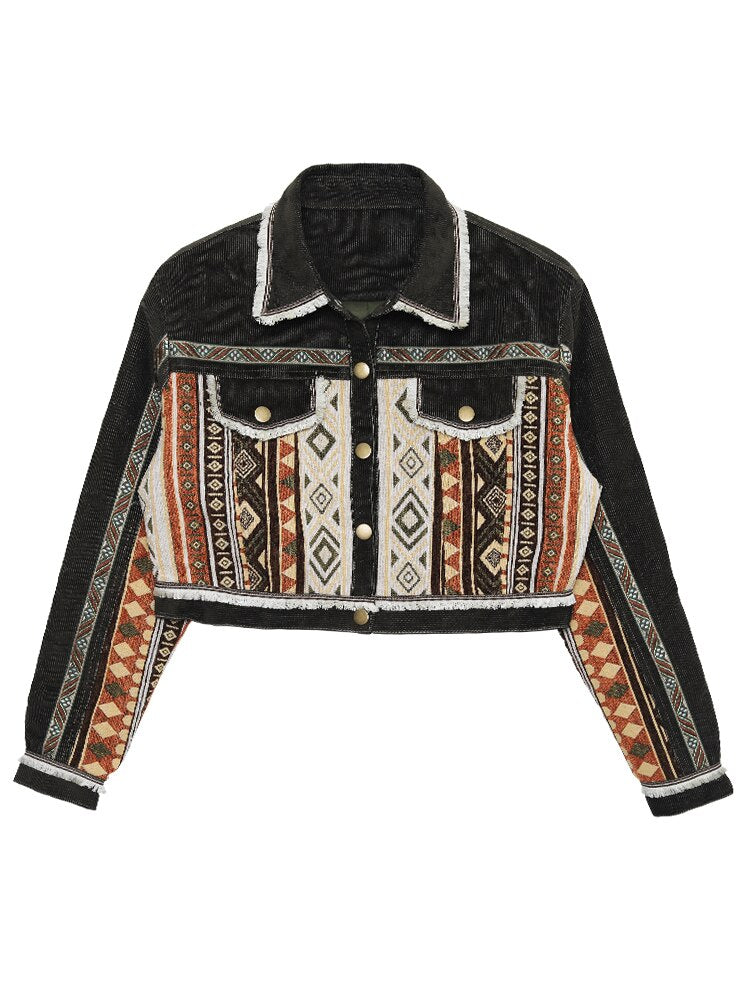 Velvet Contrast Short Blouse jacket