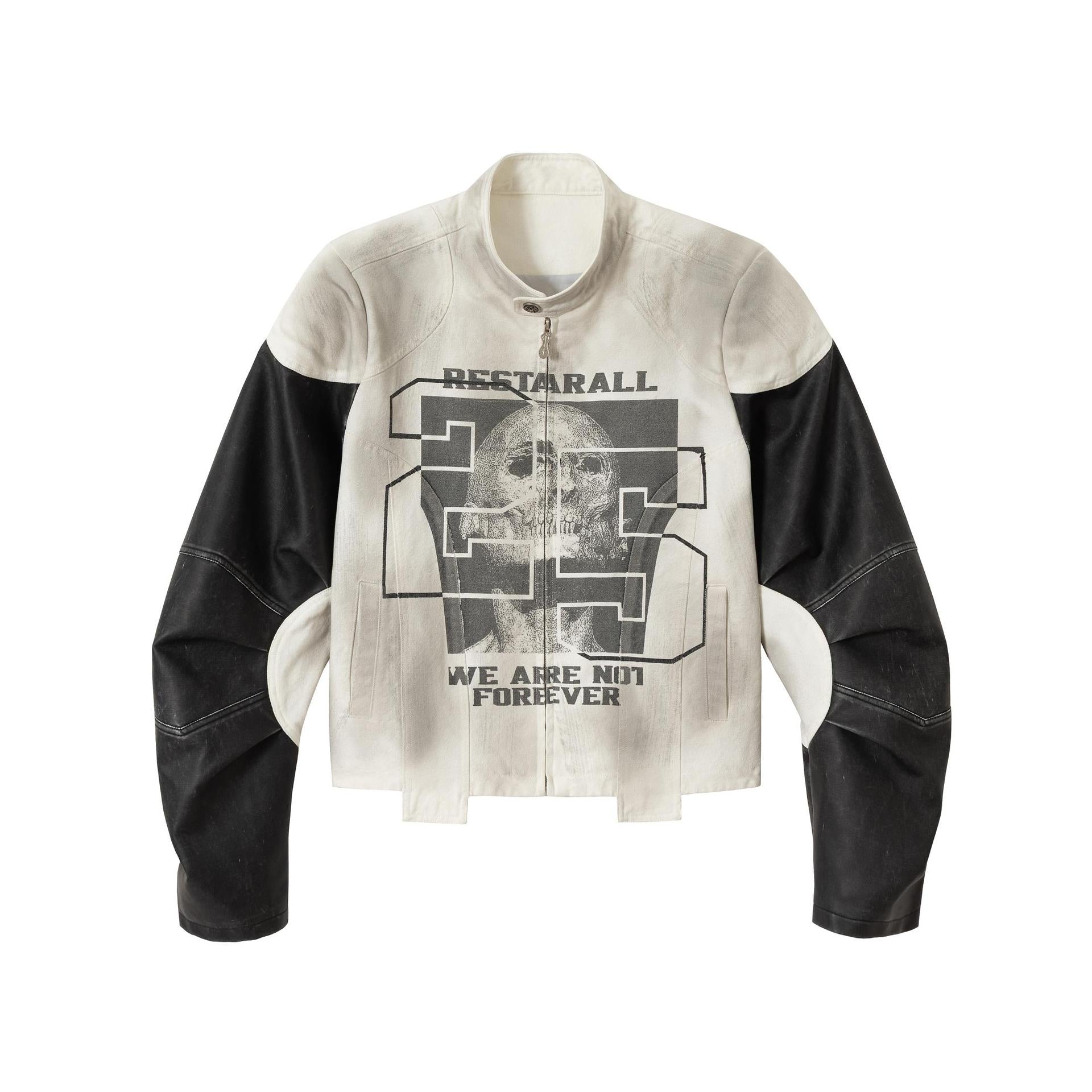 Skeleton digital printed leather Jacket