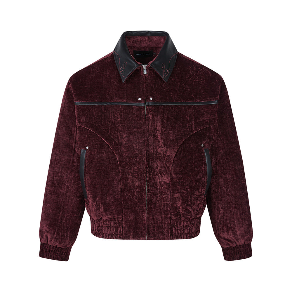 Velvet luxury Jacket with leather inserts