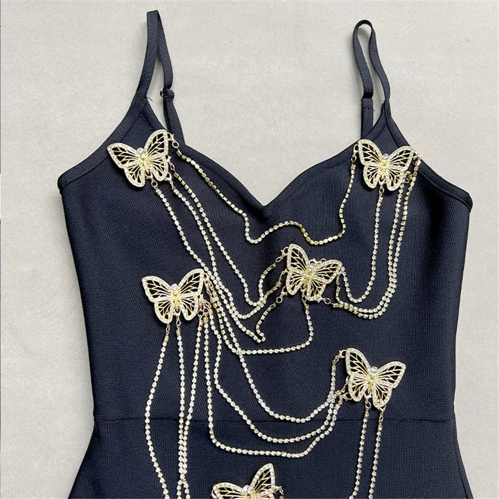Elegant Butterfly Beaded Dress