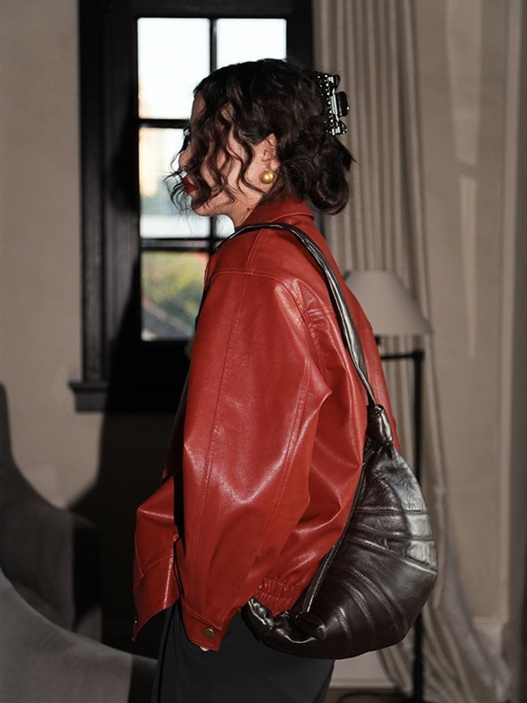Punk Vintage Red Leather