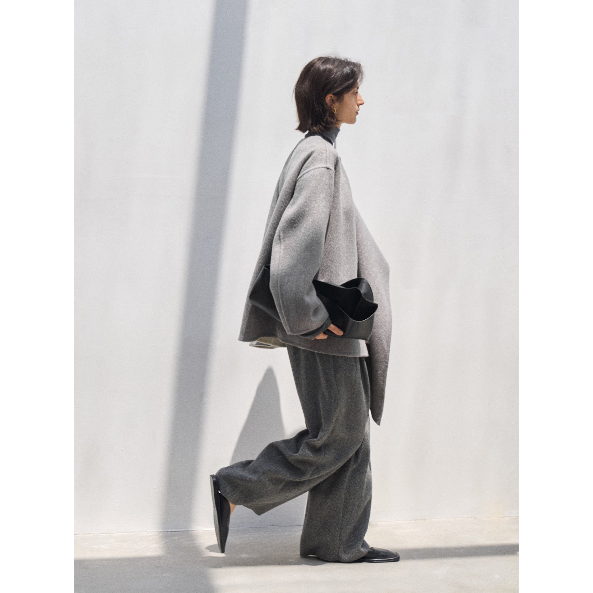 Shawl collar wool coat