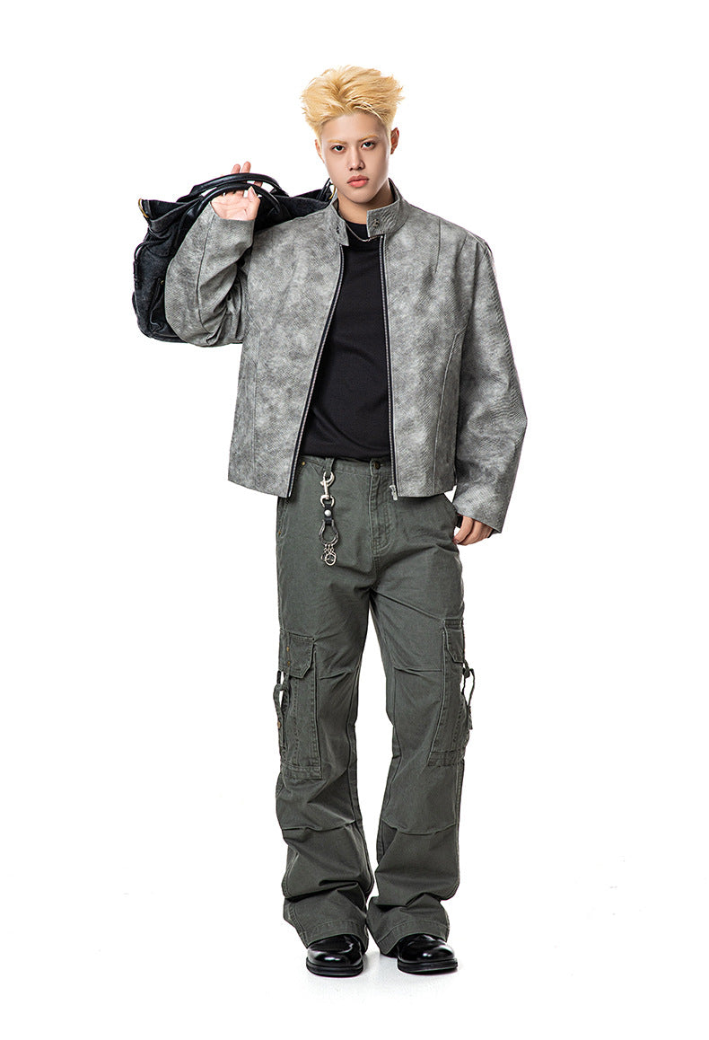 High-Grade Snake Pattern Tailored Leather Jacket