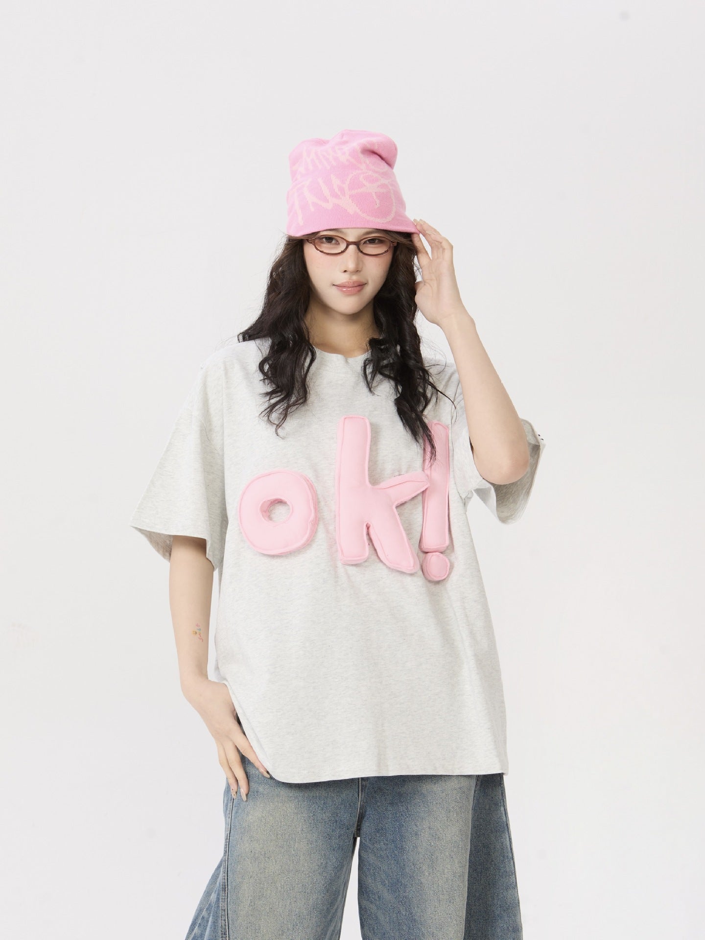 Retro three-dimensional letter T-shirt