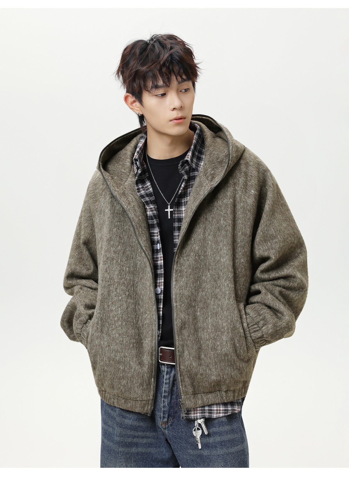 Hooded thick cardigan sweatshirt Jacket