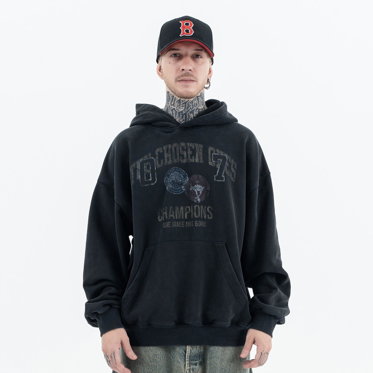 Faded Logo Hooded Sweatshirt Loose Fit