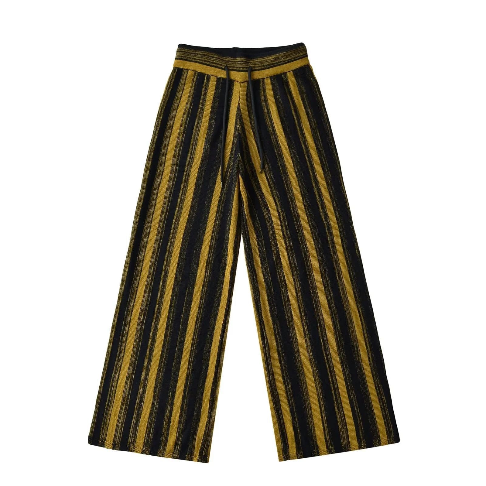 Knitted striped wide leg pants