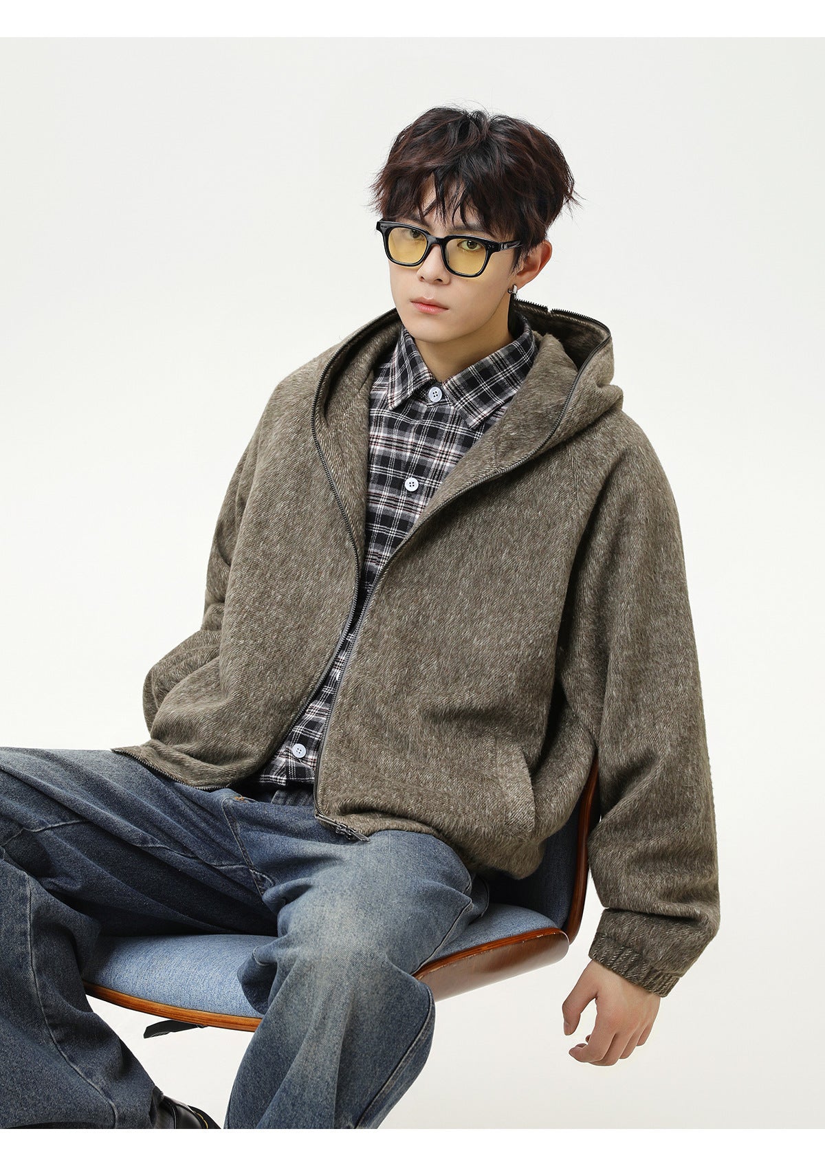 Hooded thick cardigan sweatshirt Jacket