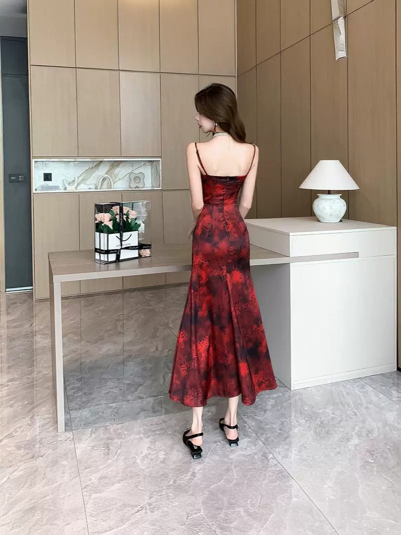 Elegant Red Sling Dress