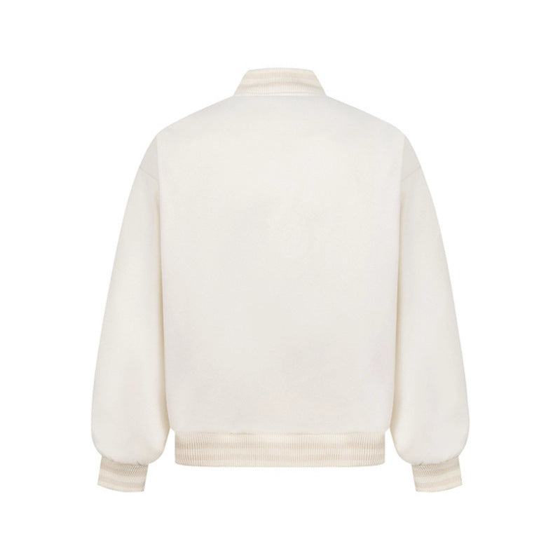 Leather Embroidered Splicing Jacket Coat