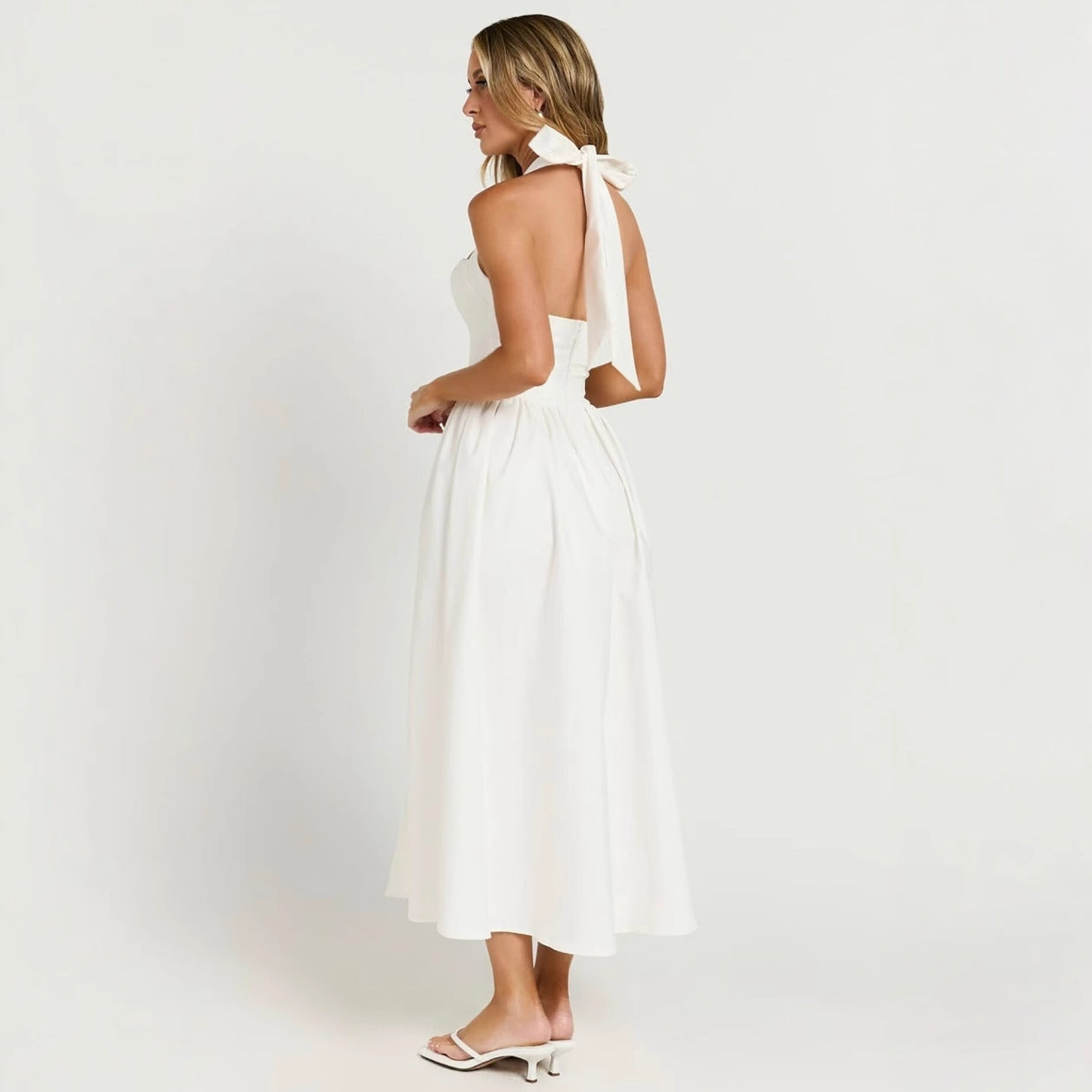 Backless mid length skirt