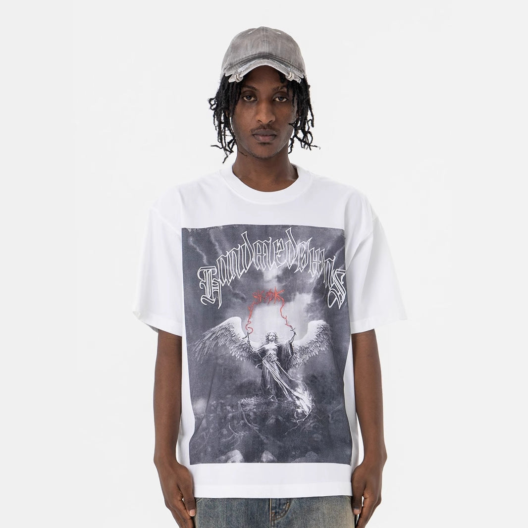 Angel Letter Print Crew Neck T-Shirt