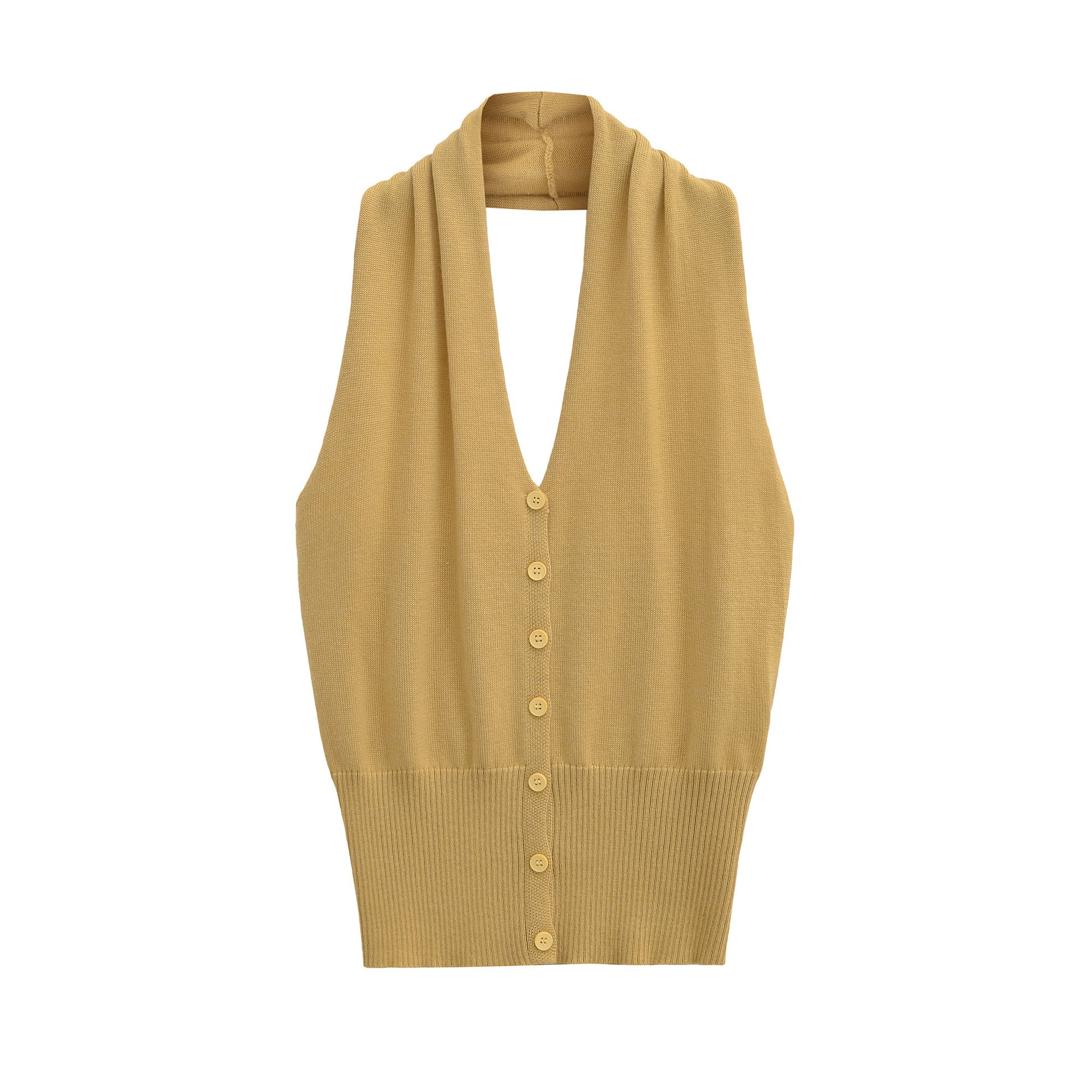 Sleeveless button top
