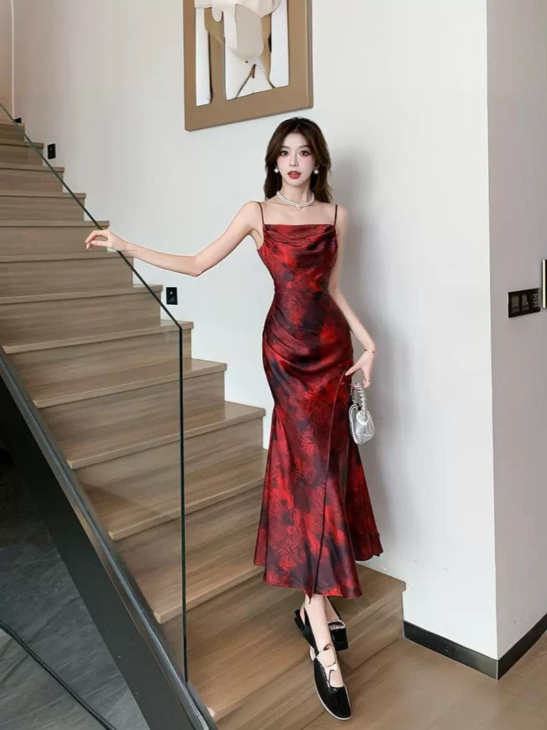 Elegant Red Sling Dress