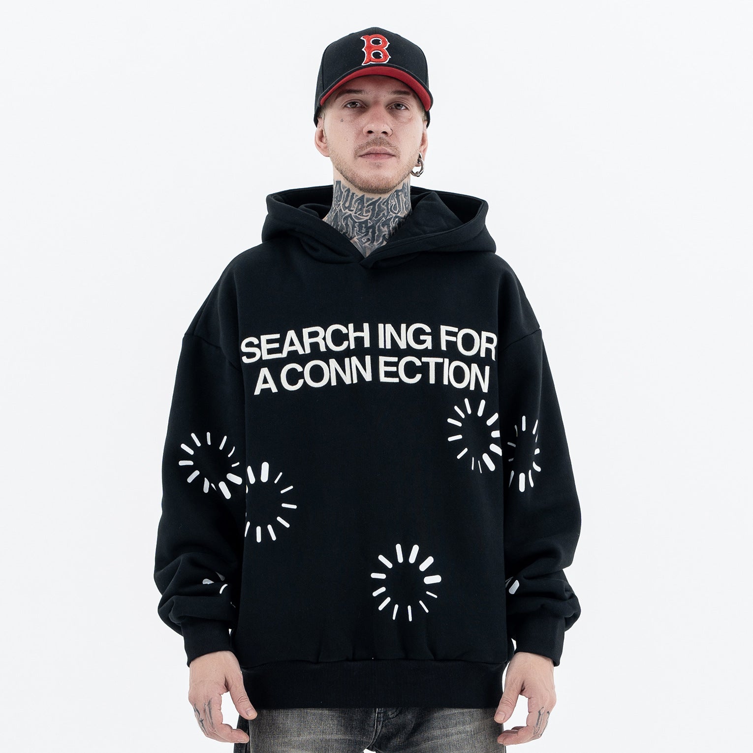loose-fit patterned hoodie