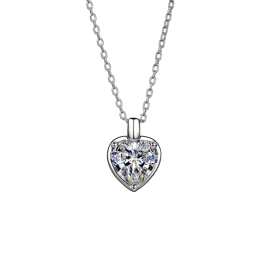 Leunsa Moissanite Silver Heart Shape Necklace