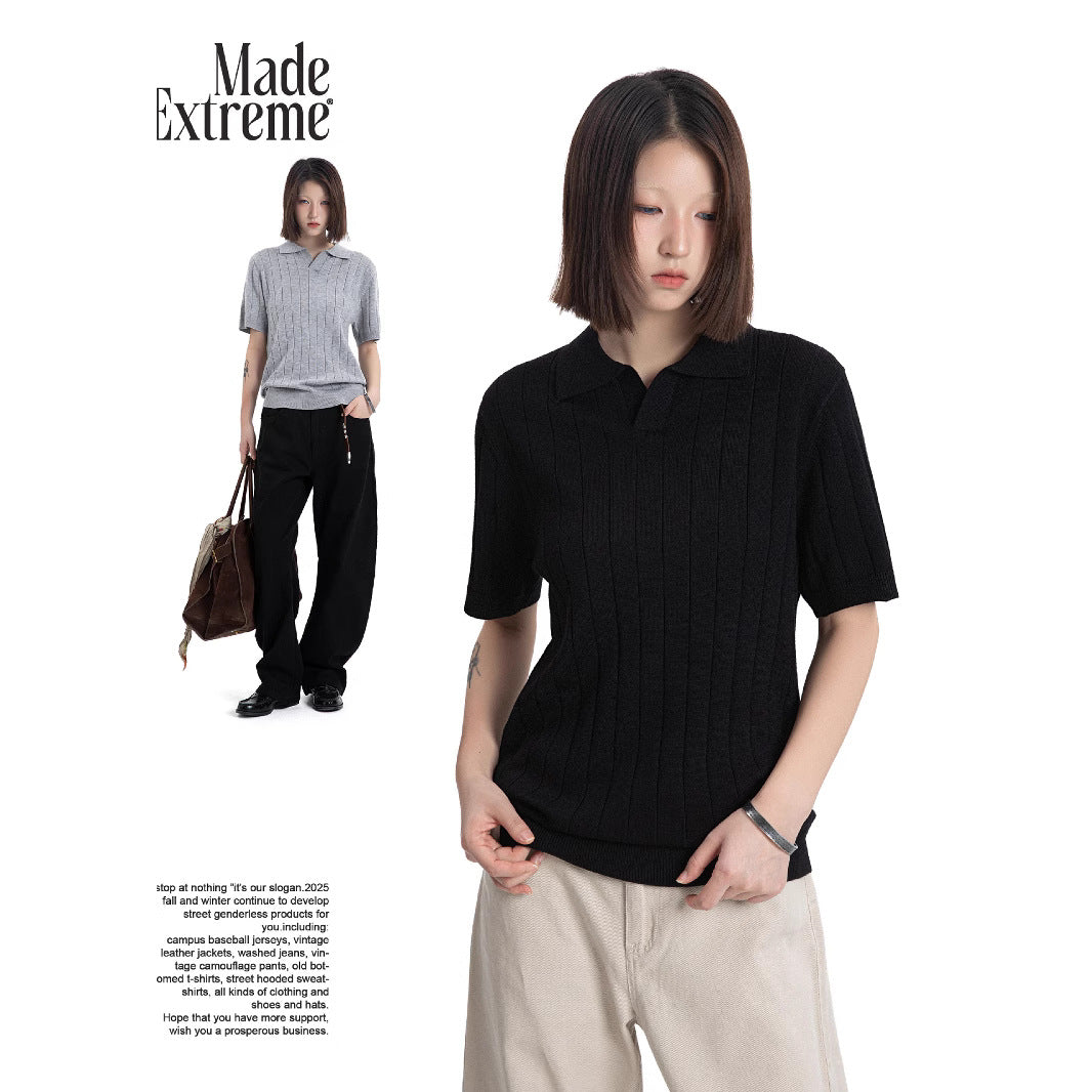 Ribbed cuff short knitwear