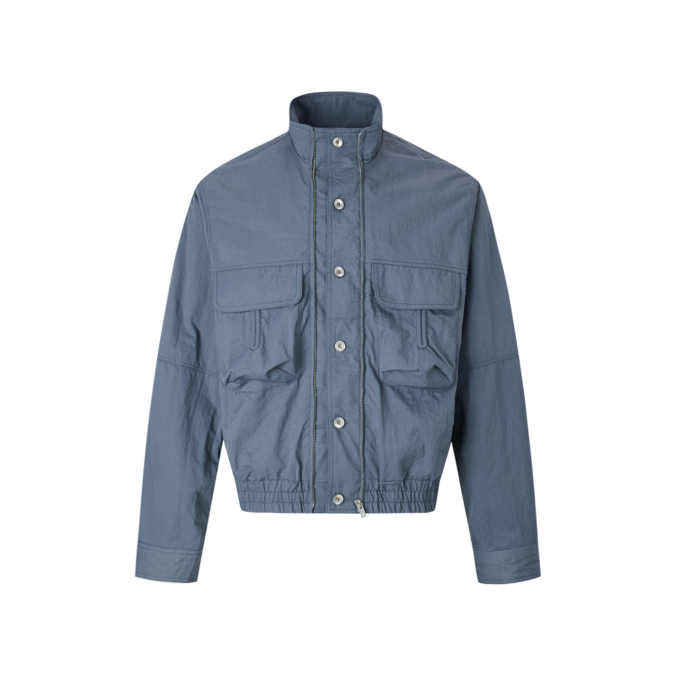 Wide Boxed Nylon Stand Collar Jacket