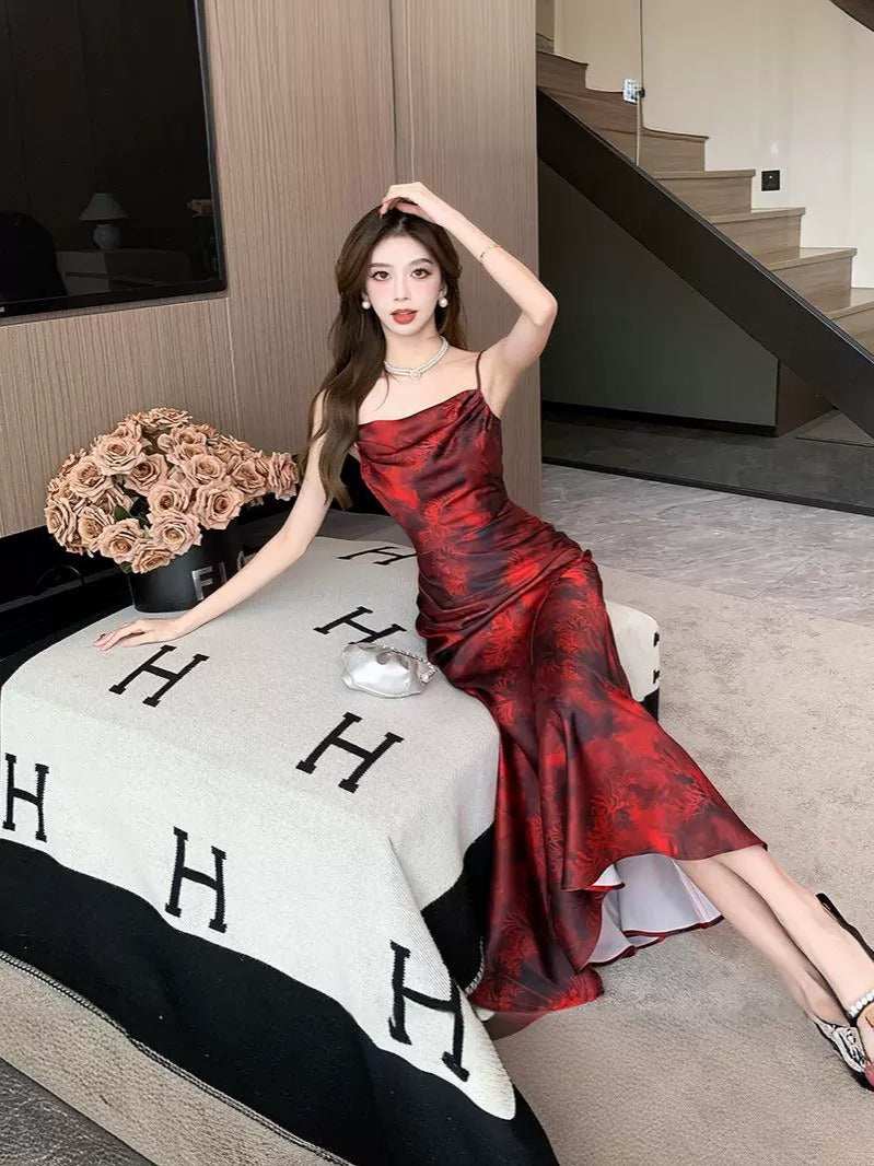 Elegant Red Sling Dress