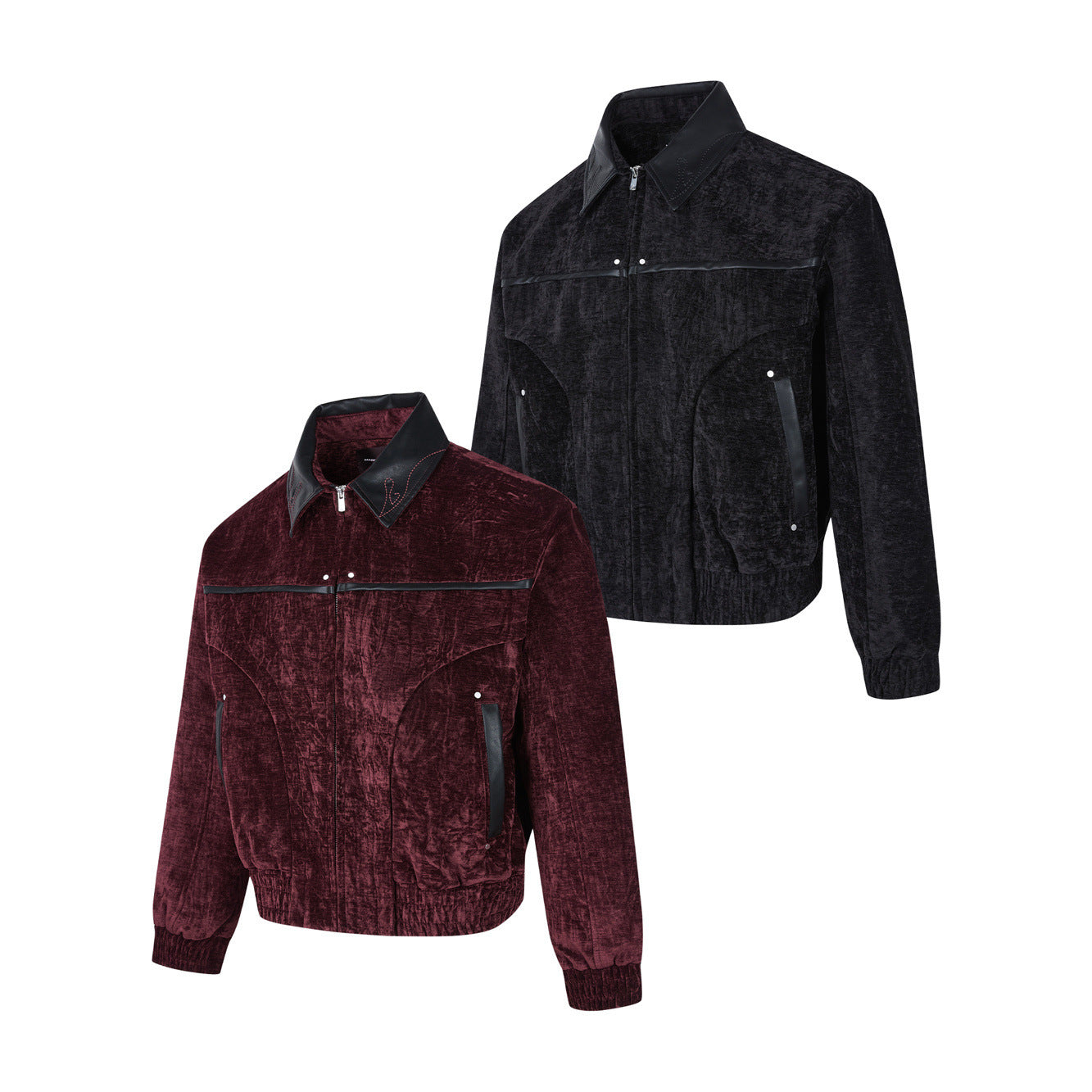 Velvet luxury Jacket with leather inserts