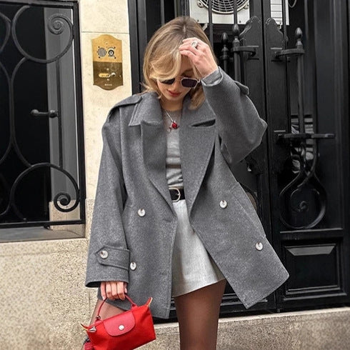 Gray Wool Blazer Coat