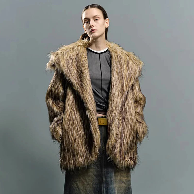 Fur coat raccoon long coat