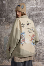 Street Style Graffiti Spliced Jacket