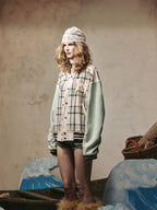 Embroidered Plaid Baseball Jacket